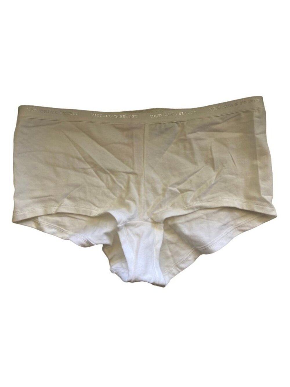 Victoria's Secret Cotton Signature Logo Boyshort Panty White Women's Large 2009